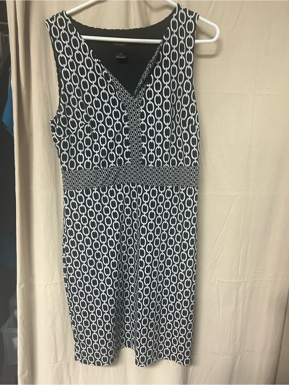 Ann Taylor Black & White Chain-Print Sheath Dress